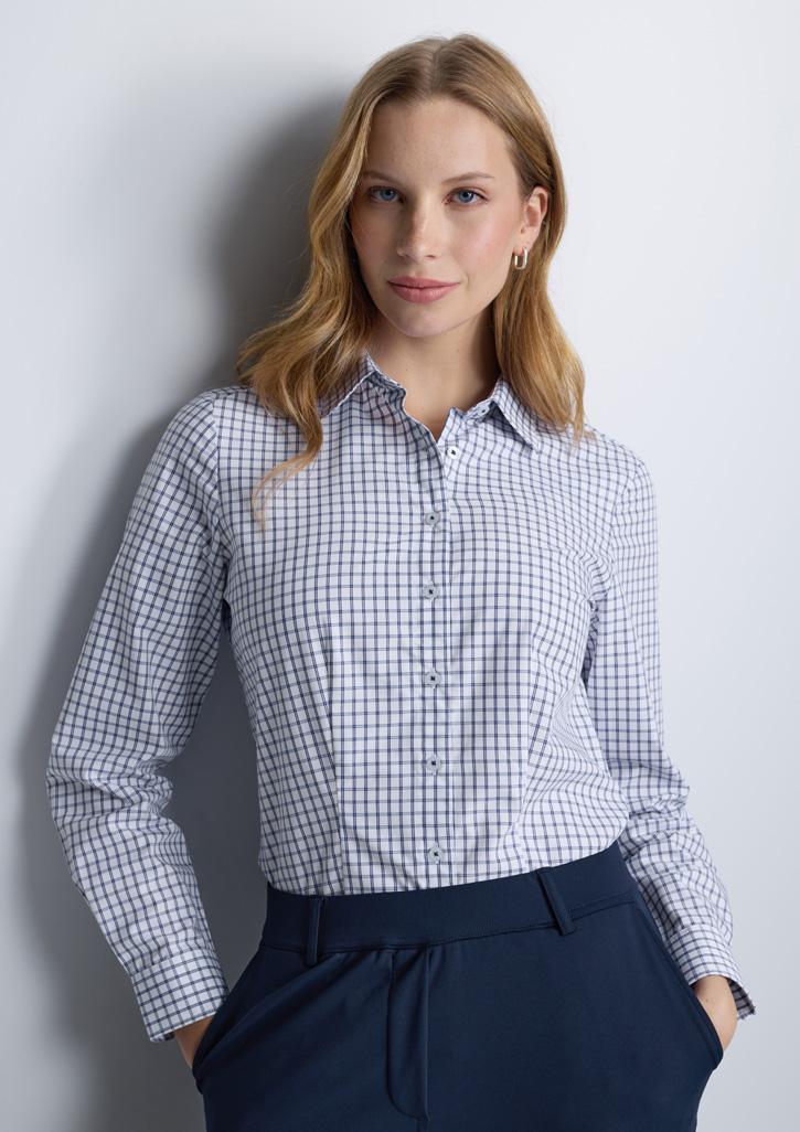 Noah Womens Long Sleeve Shirt White/Blue