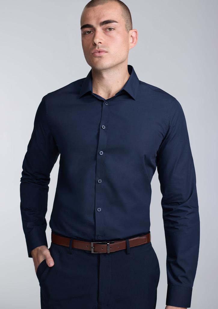 Lexington Mens Slim Fit Long Sleeve Shirt Navy