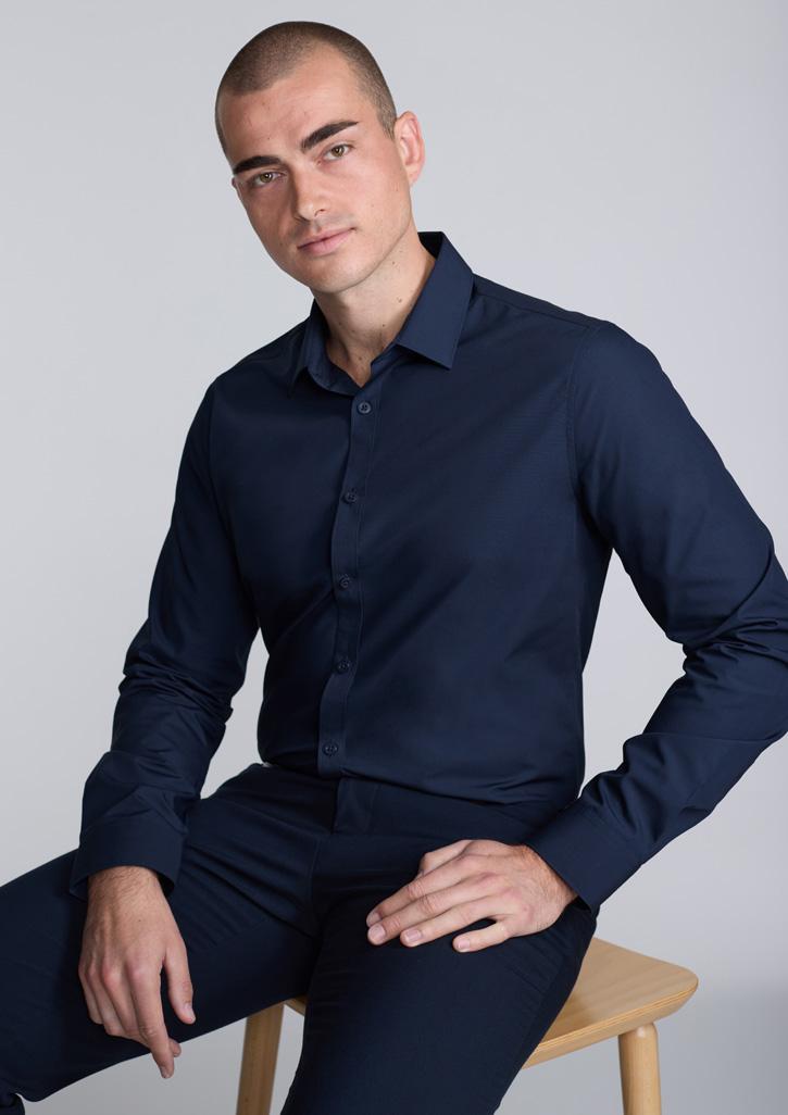 Lexington Mens Slim Fit Long Sleeve Shirt Navy