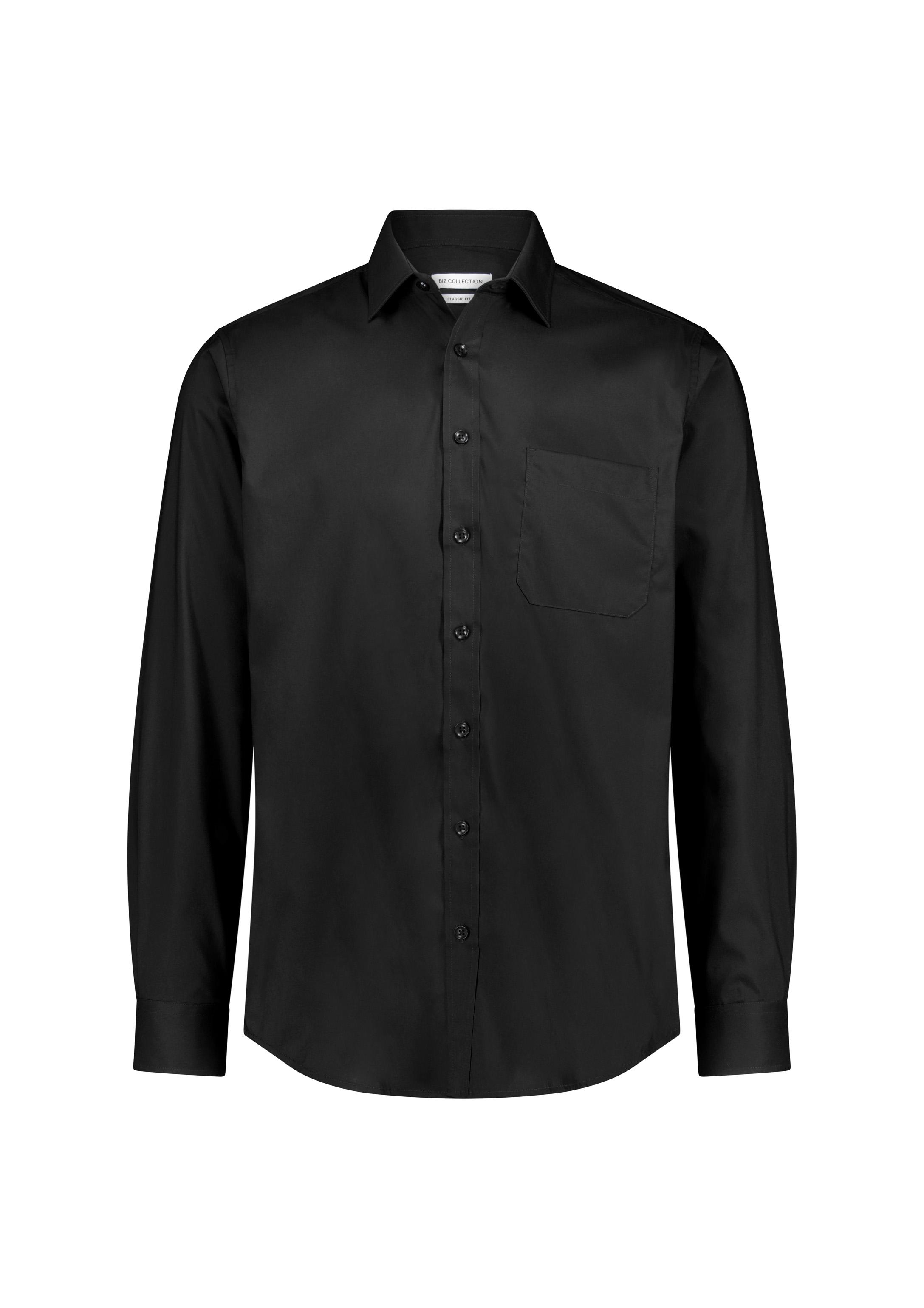 Fitzroy Mens Classic Fit Long Sleeve Shirt Black