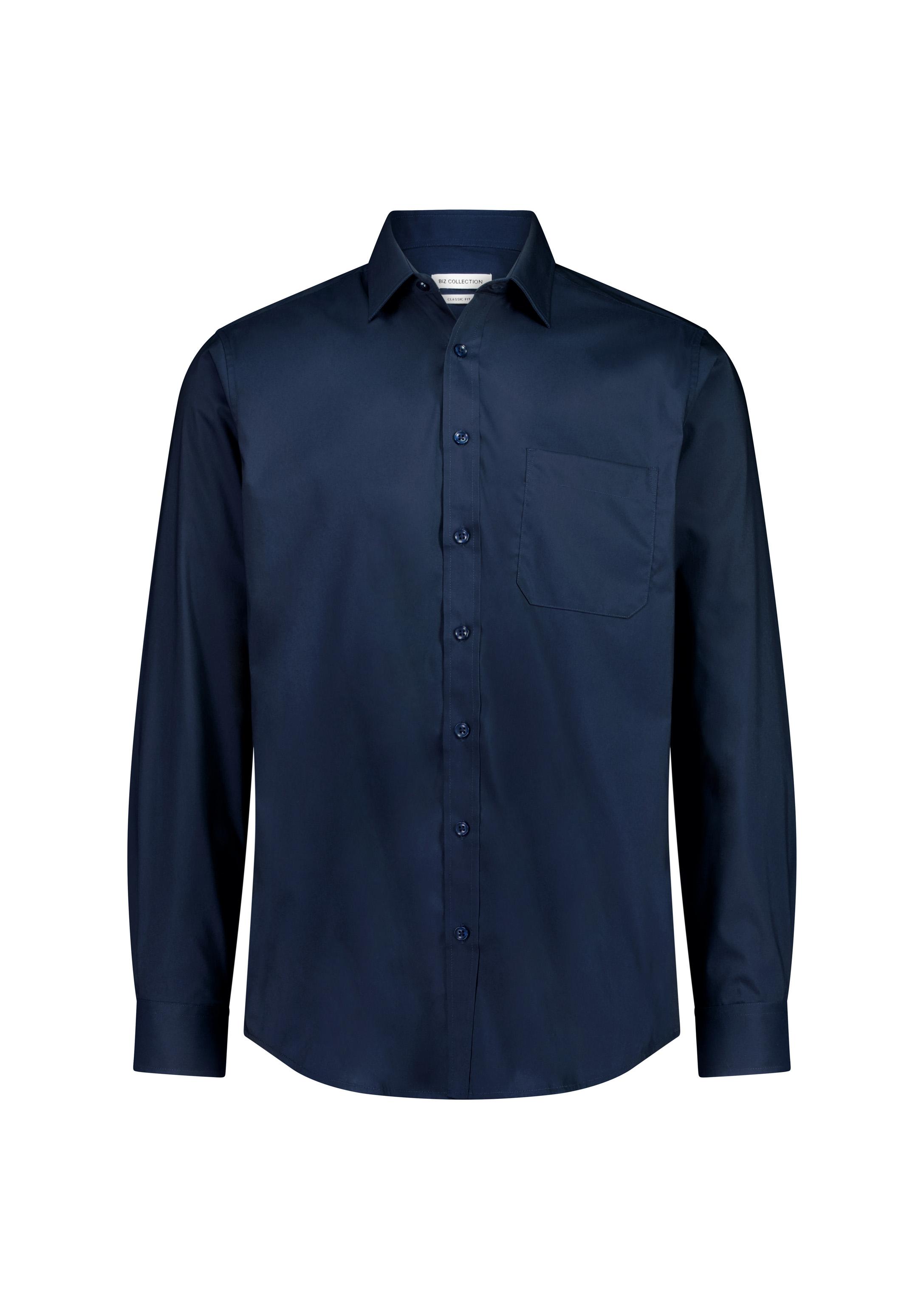 Fitzroy Mens Classic Fit Long Sleeve Shirt Navy