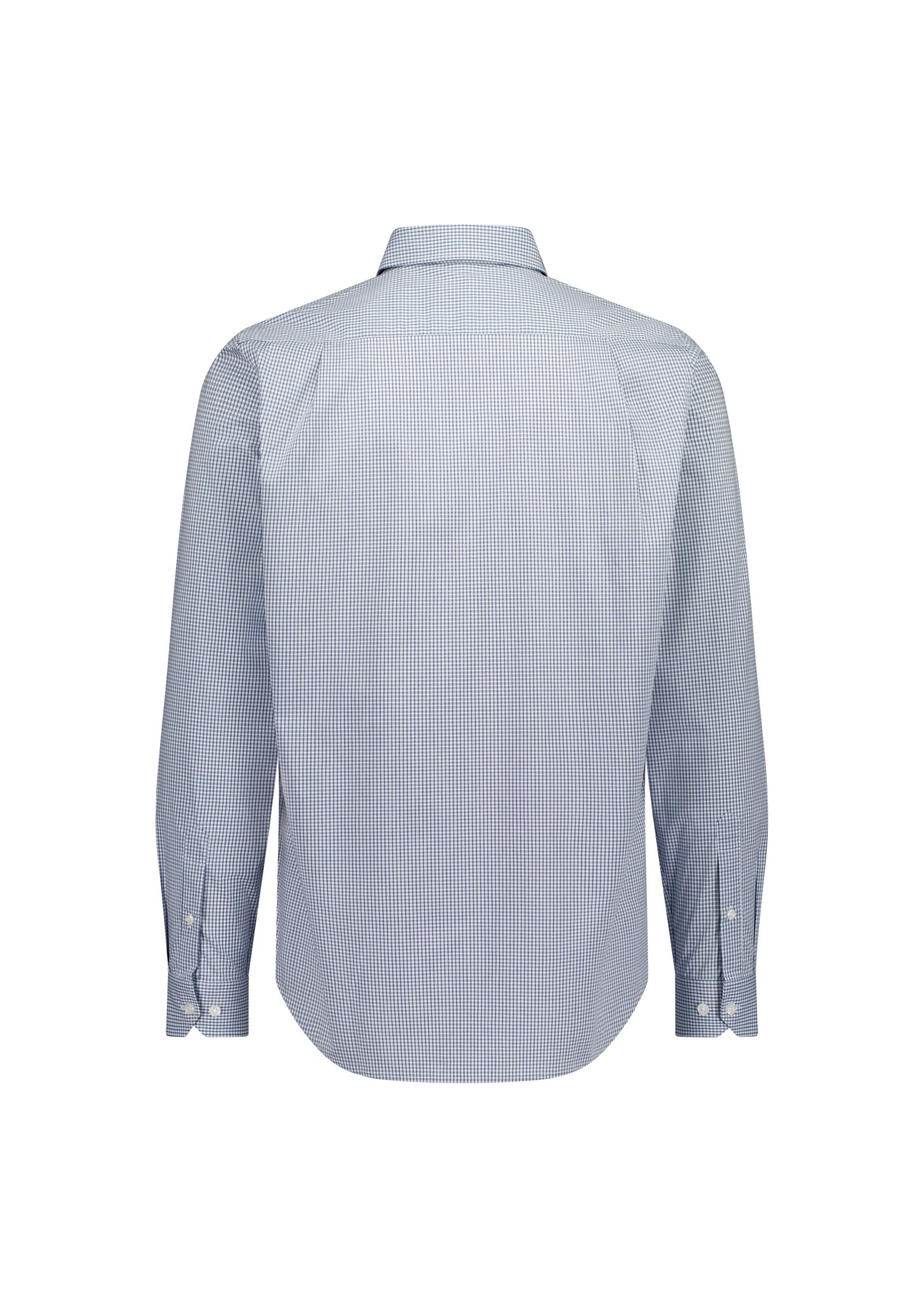 Fitzroy Mens Classic Fit Long Sleeve Shirt White/Navy Check