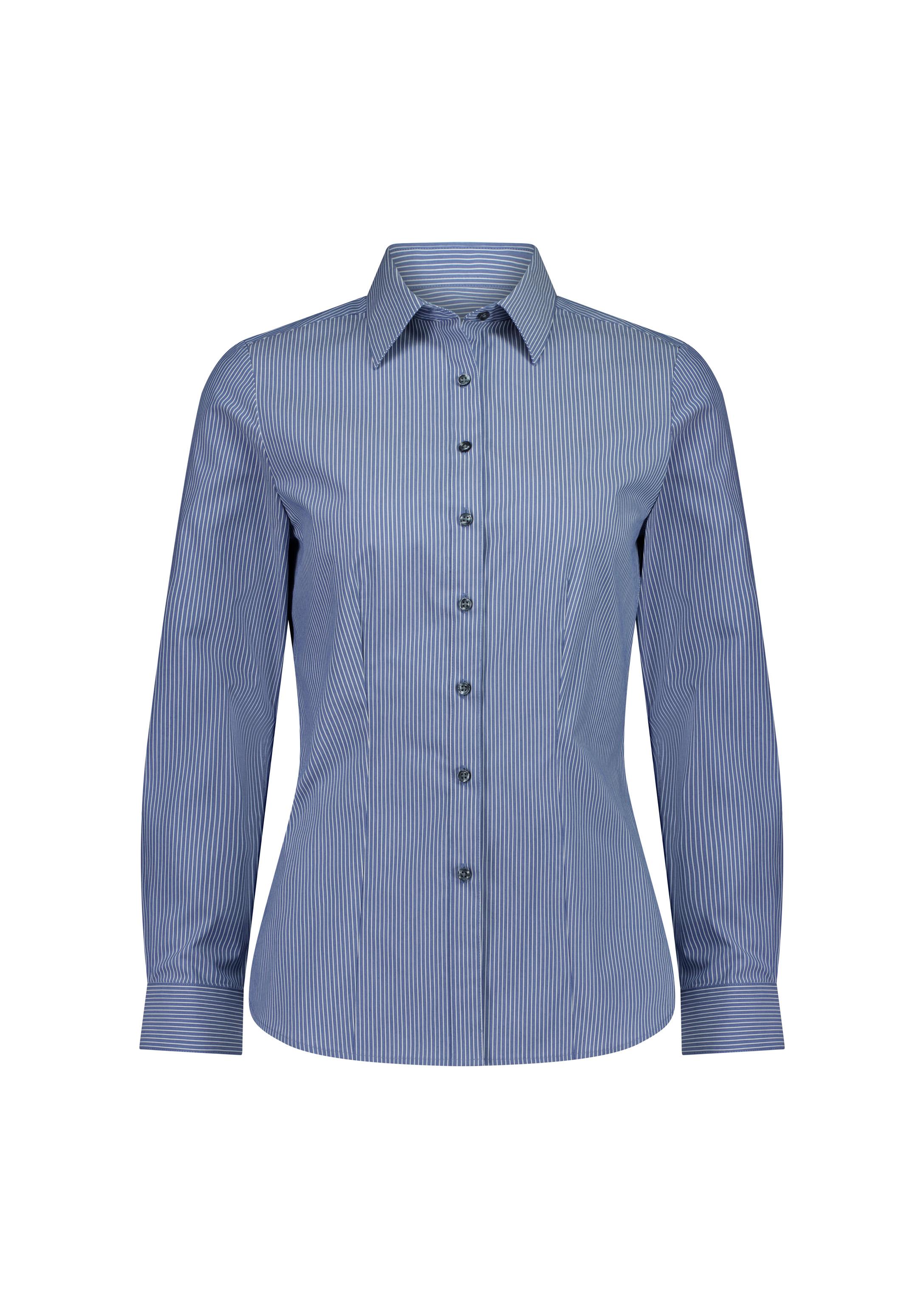 Fitzroy Womens Long Sleeve Shirt French Blue/White Stripe