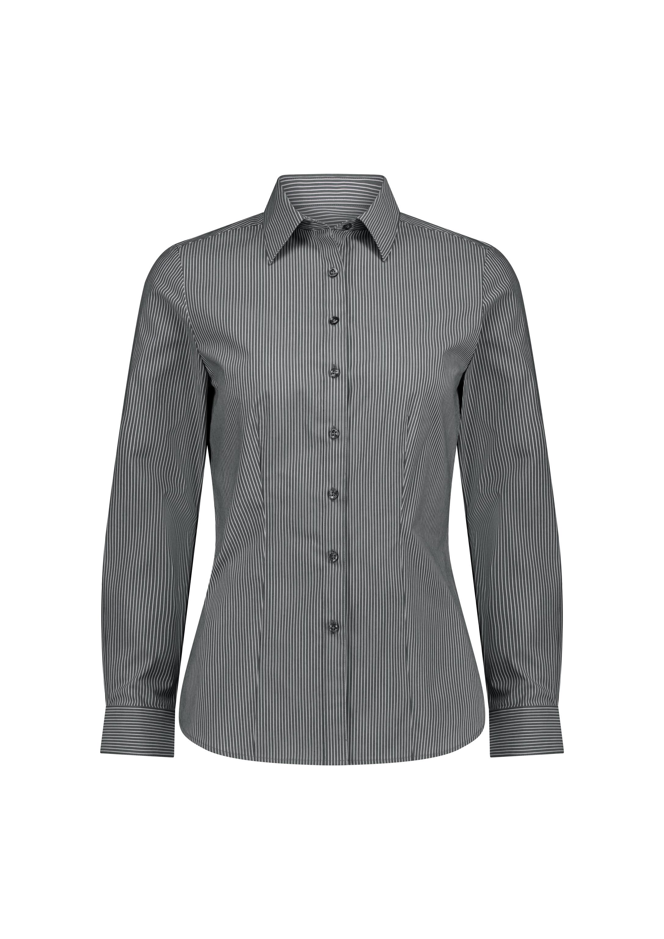 Fitzroy Womens Long Sleeve Shirt Slate/White Stripe