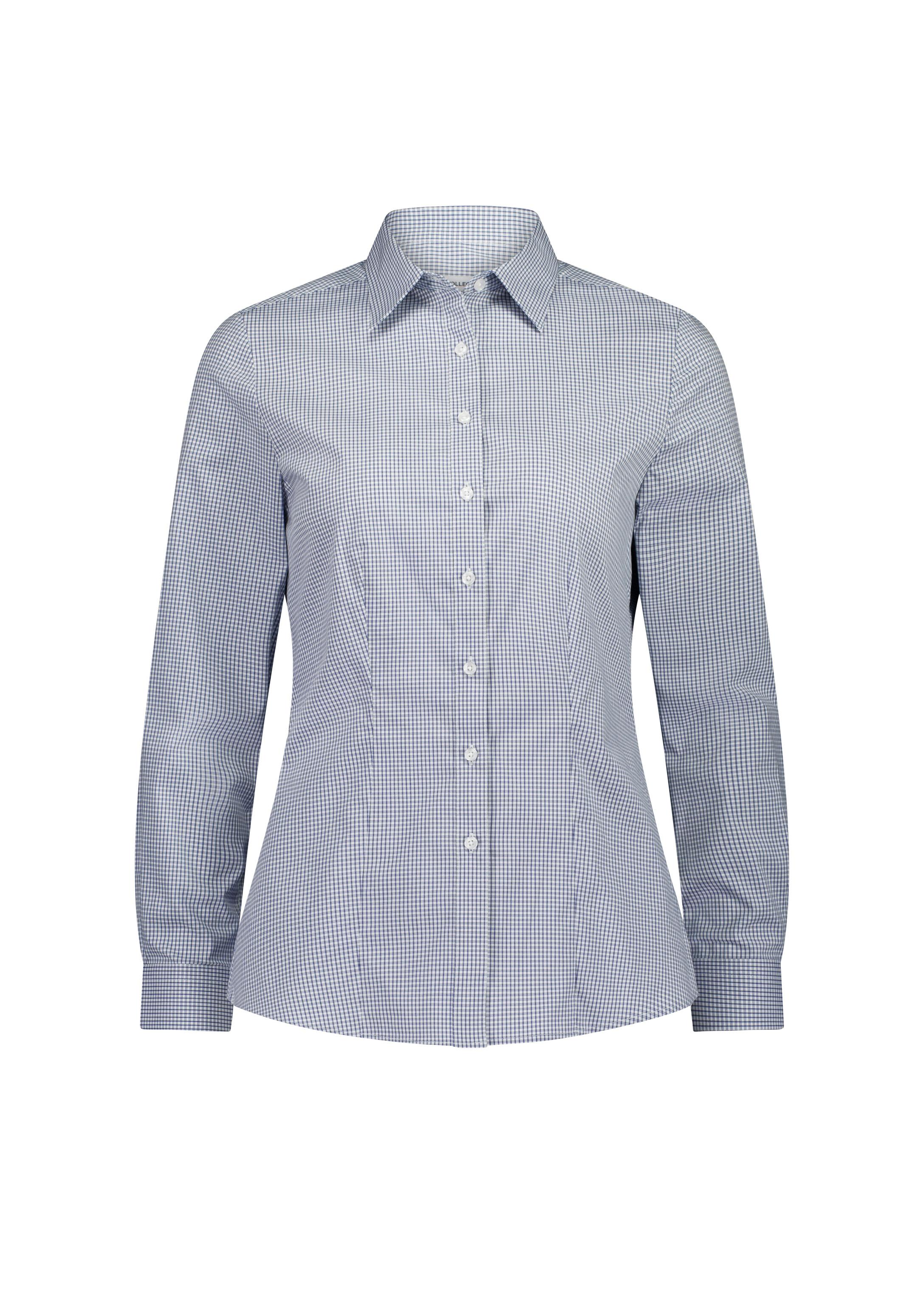 Fitzroy Womens Long Sleeve Shirt White/Navy Check