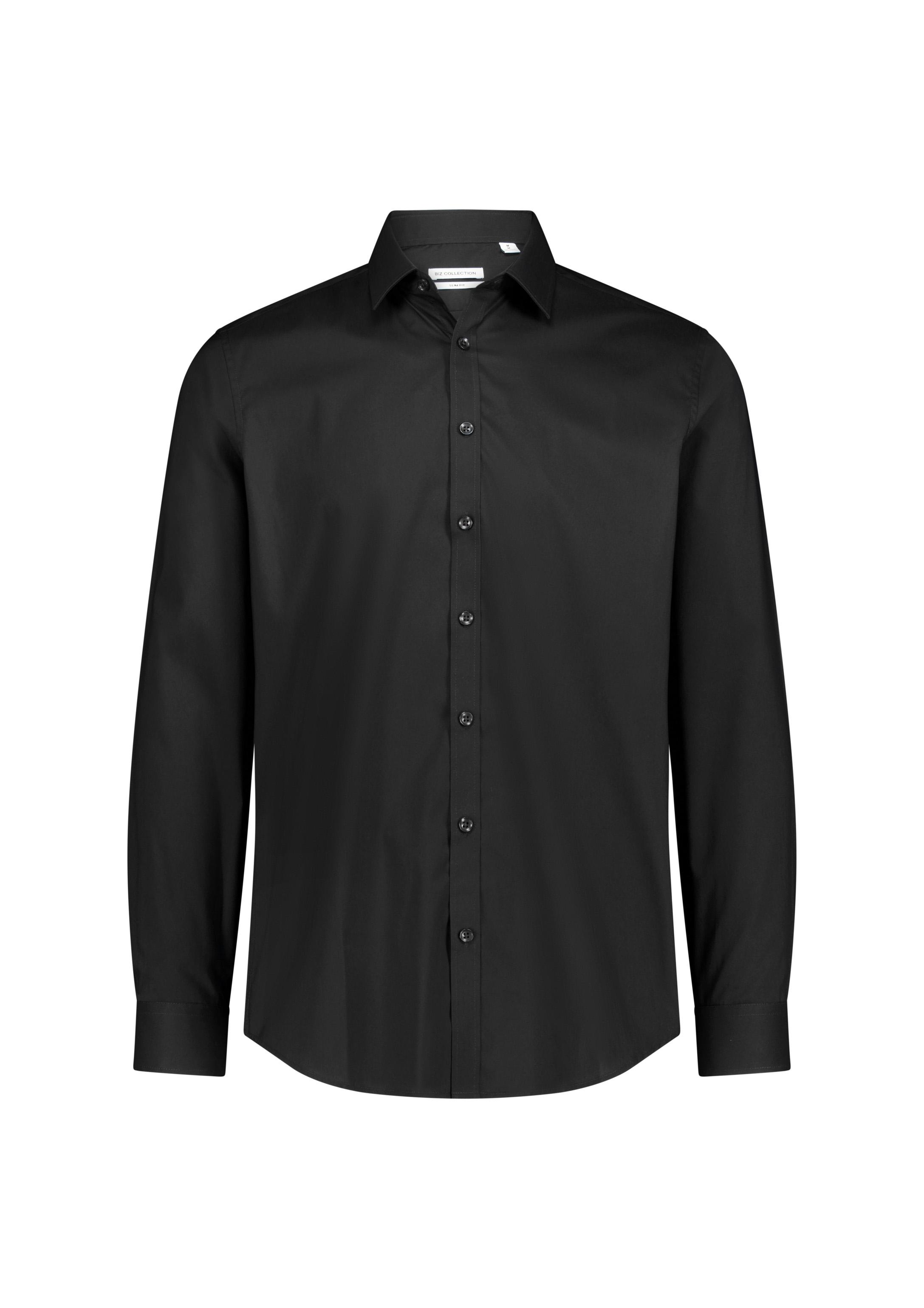 Fitzroy Mens Slim Fit Long Sleeve Shirt Black