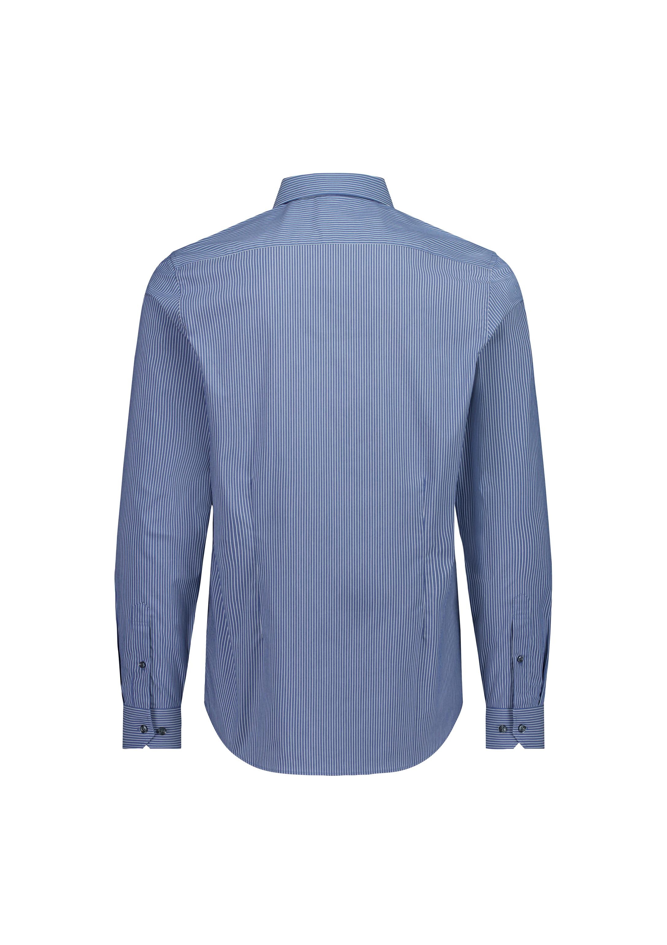 Fitzroy Mens Slim Fit Long Sleeve Shirt French Blue/White Stripe