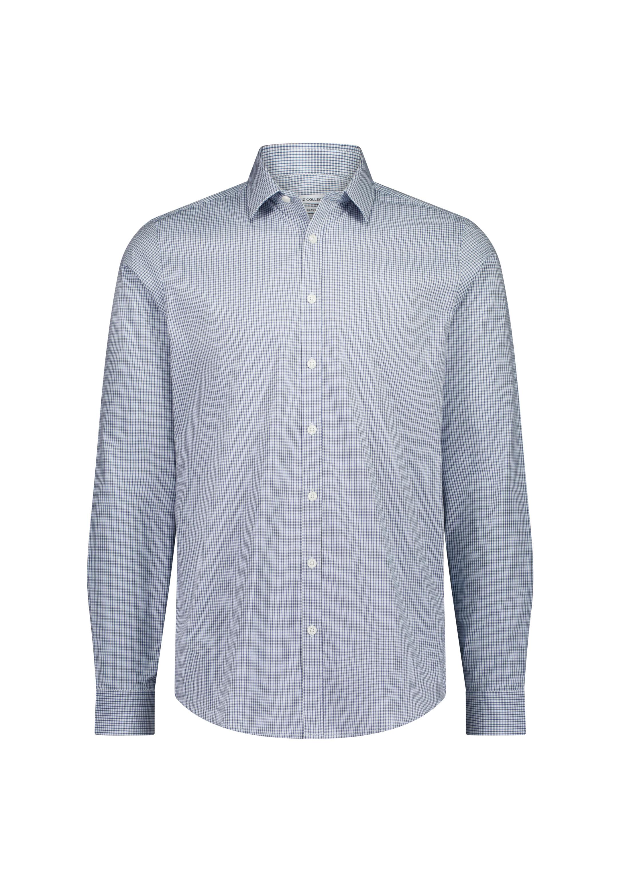 Fitzroy Mens Slim Fit Long Sleeve Shirt White/Navy Check