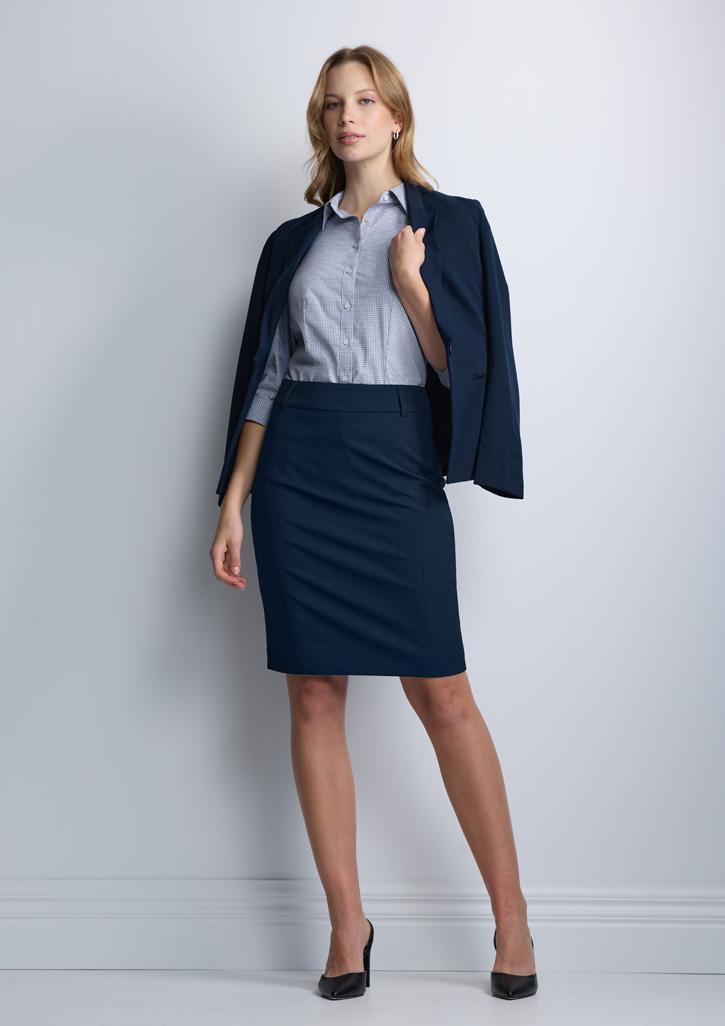 Fitzroy Womens 3/4 Sleeve Shirt White/Navy Check