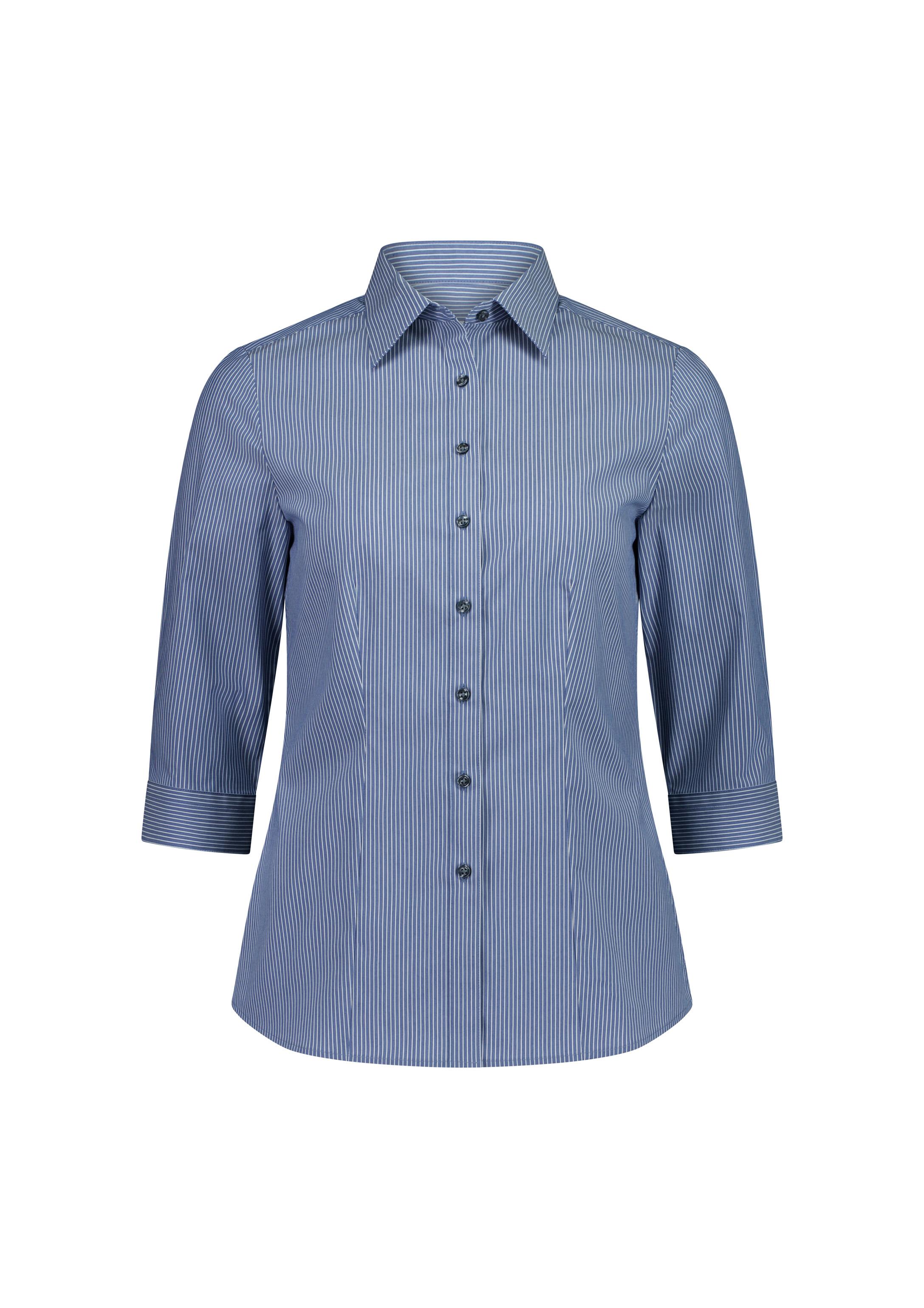 Fitzroy Womens 3/4 Sleeve Shirt French Blue/White Stripe