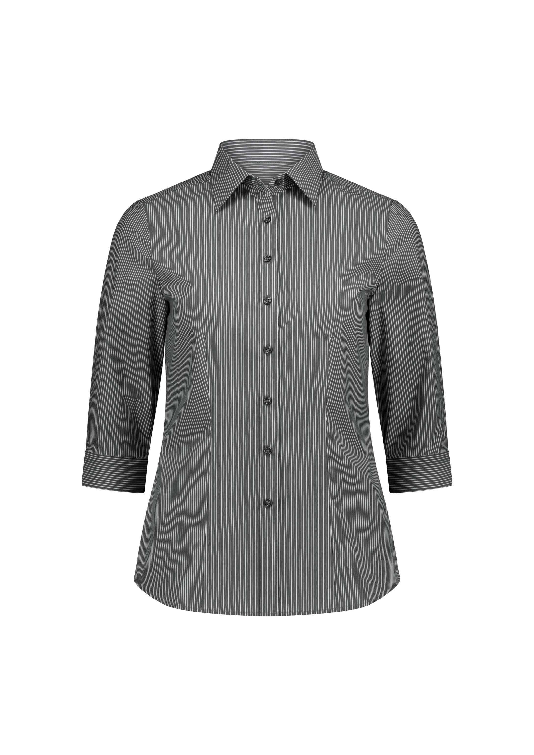 Fitzroy Womens 3/4 Sleeve Shirt Slate/White Stripe