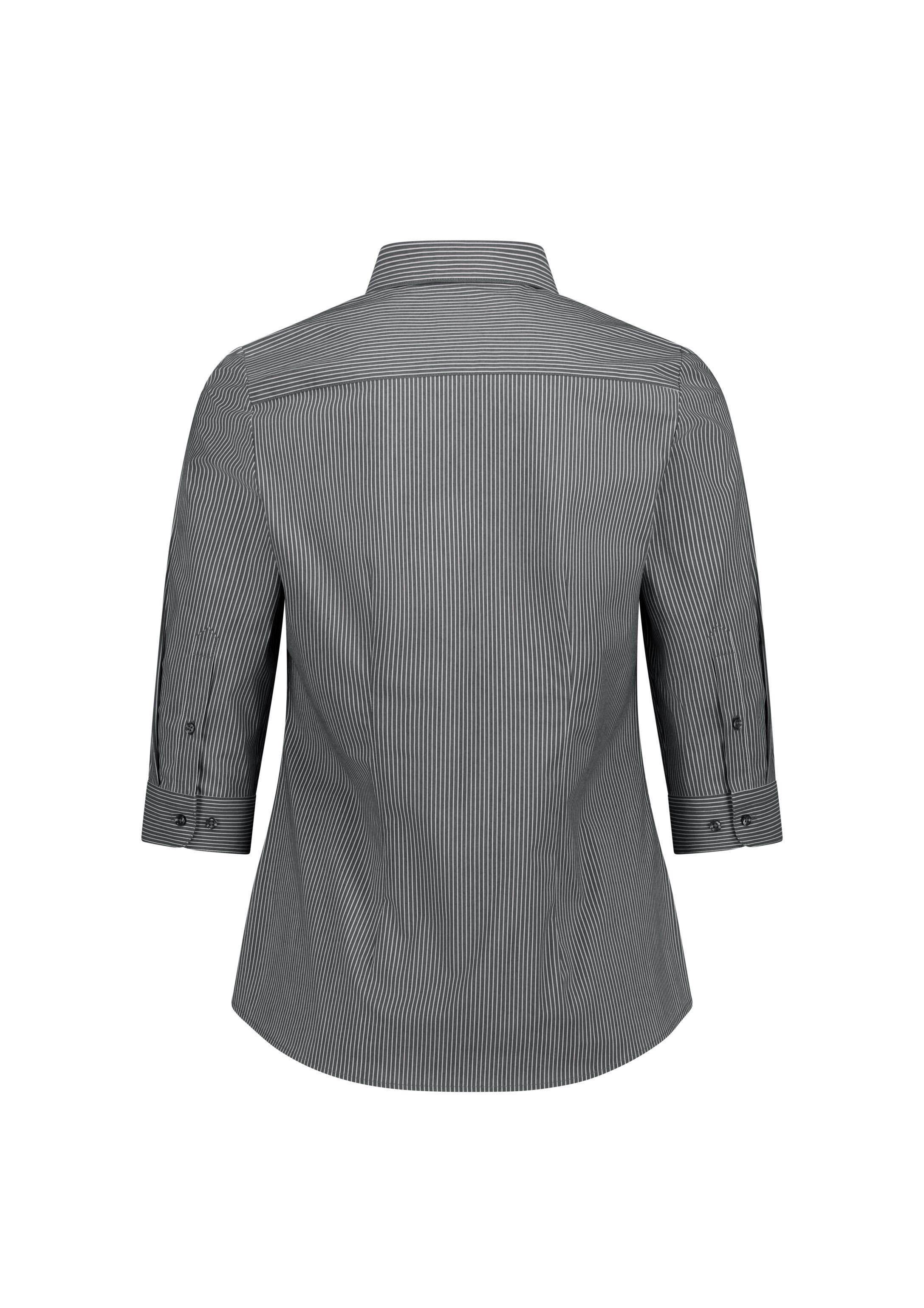 Fitzroy Womens 3/4 Sleeve Shirt Slate/White Stripe
