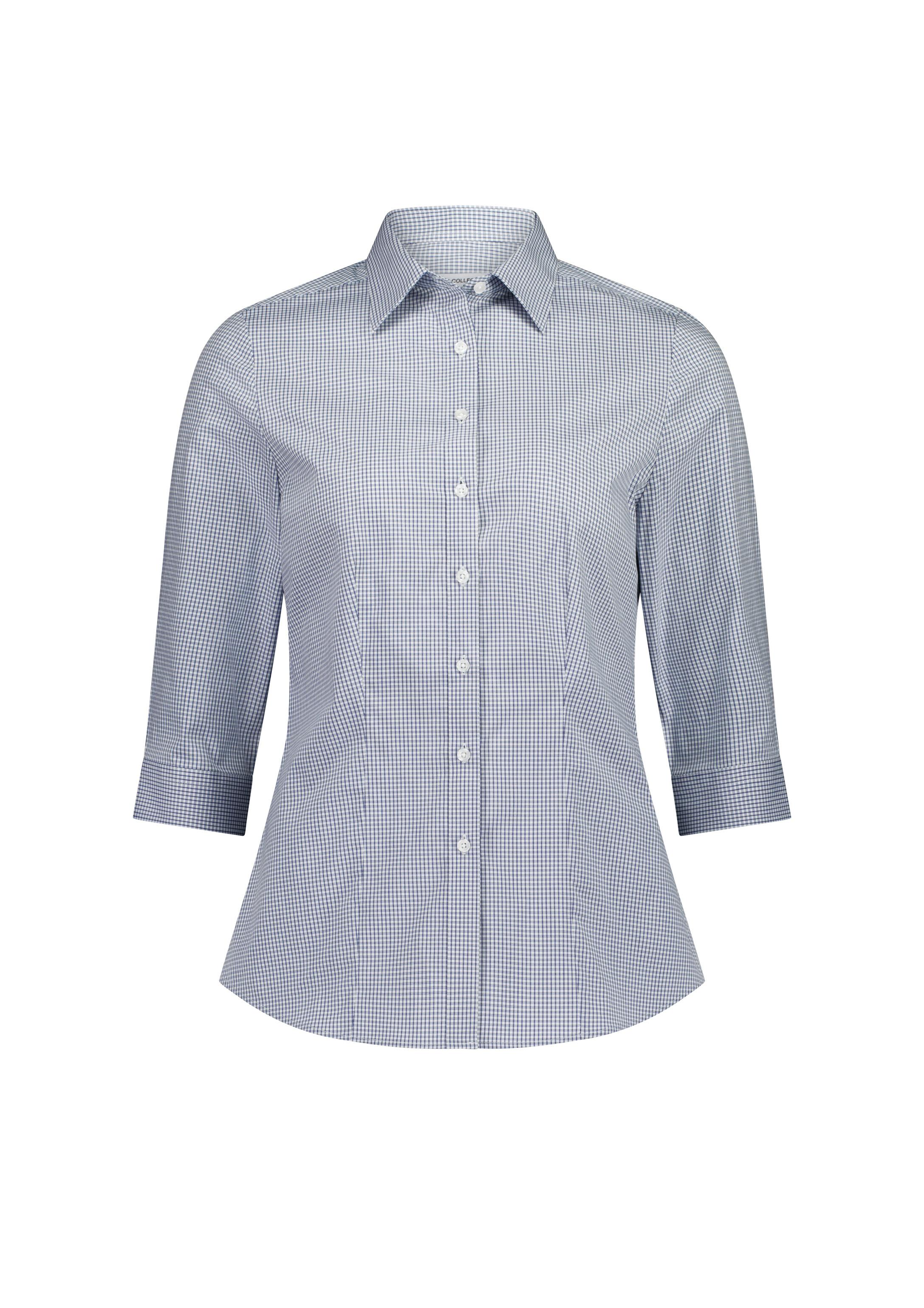 Fitzroy Womens 3/4 Sleeve Shirt White/Navy Check