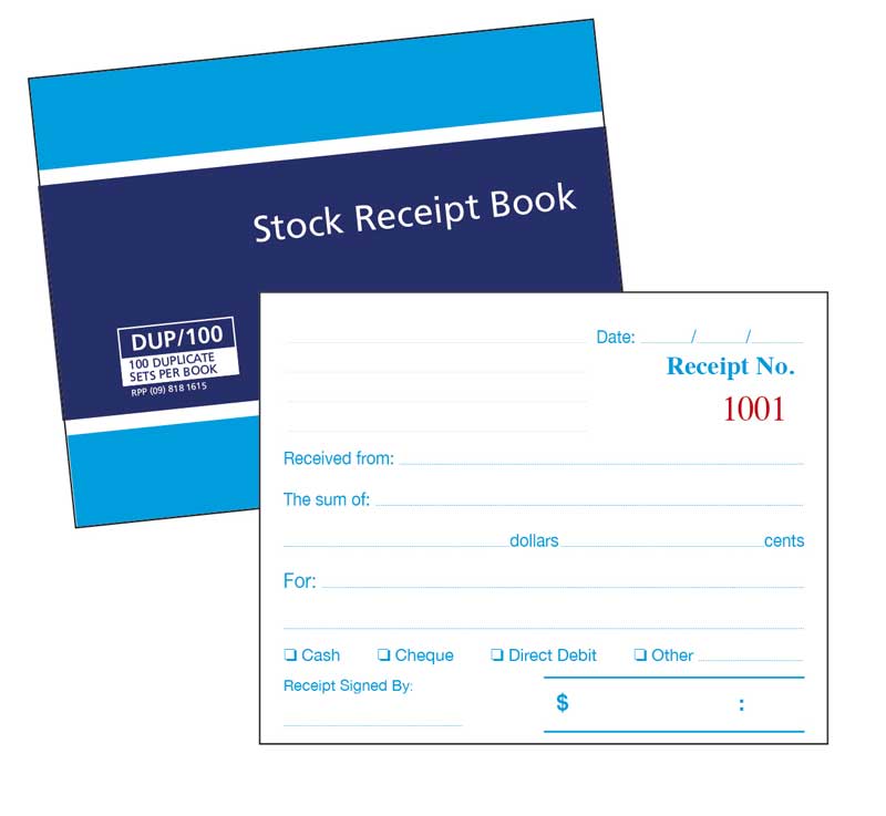 RECEIPT BOOKS SINGLE 800-X-800